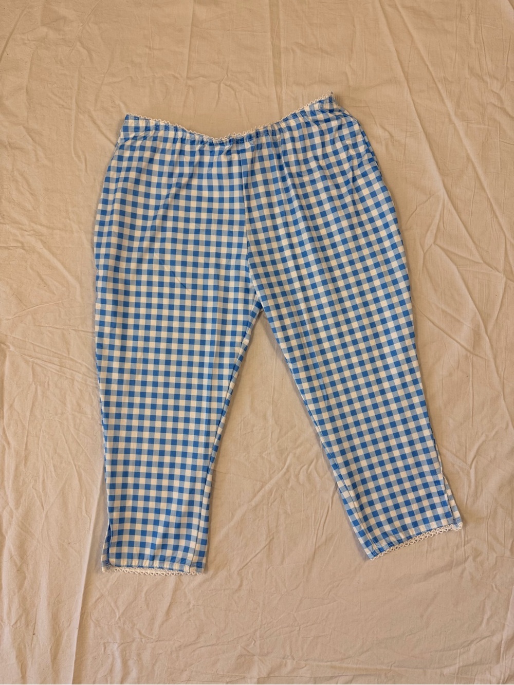 Blue and White Gingham Pants